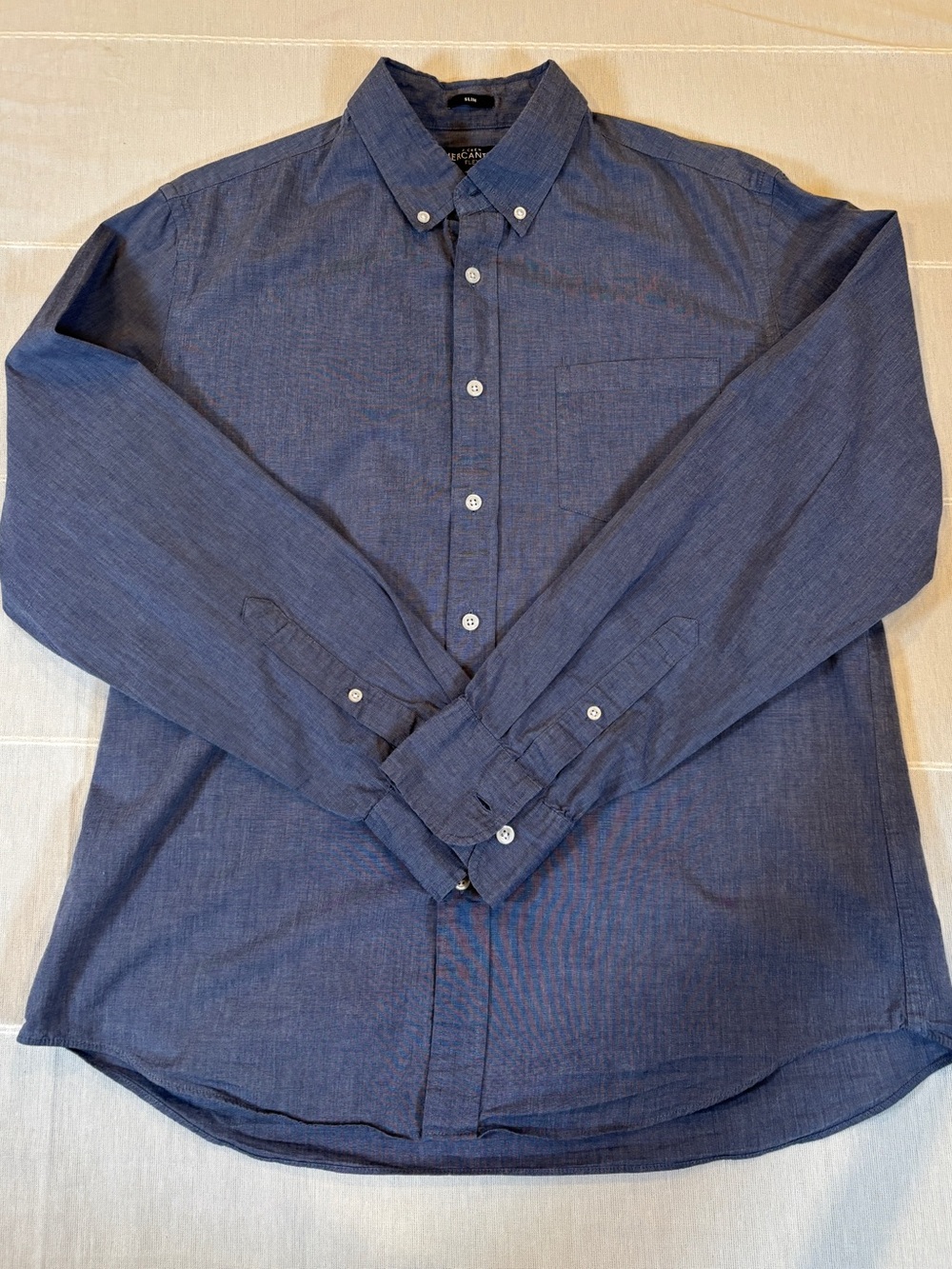 J.Crew Mercantile‎ Flex Slim Fit Button Down Shirt Men’s L Blue Stretch Oxford
